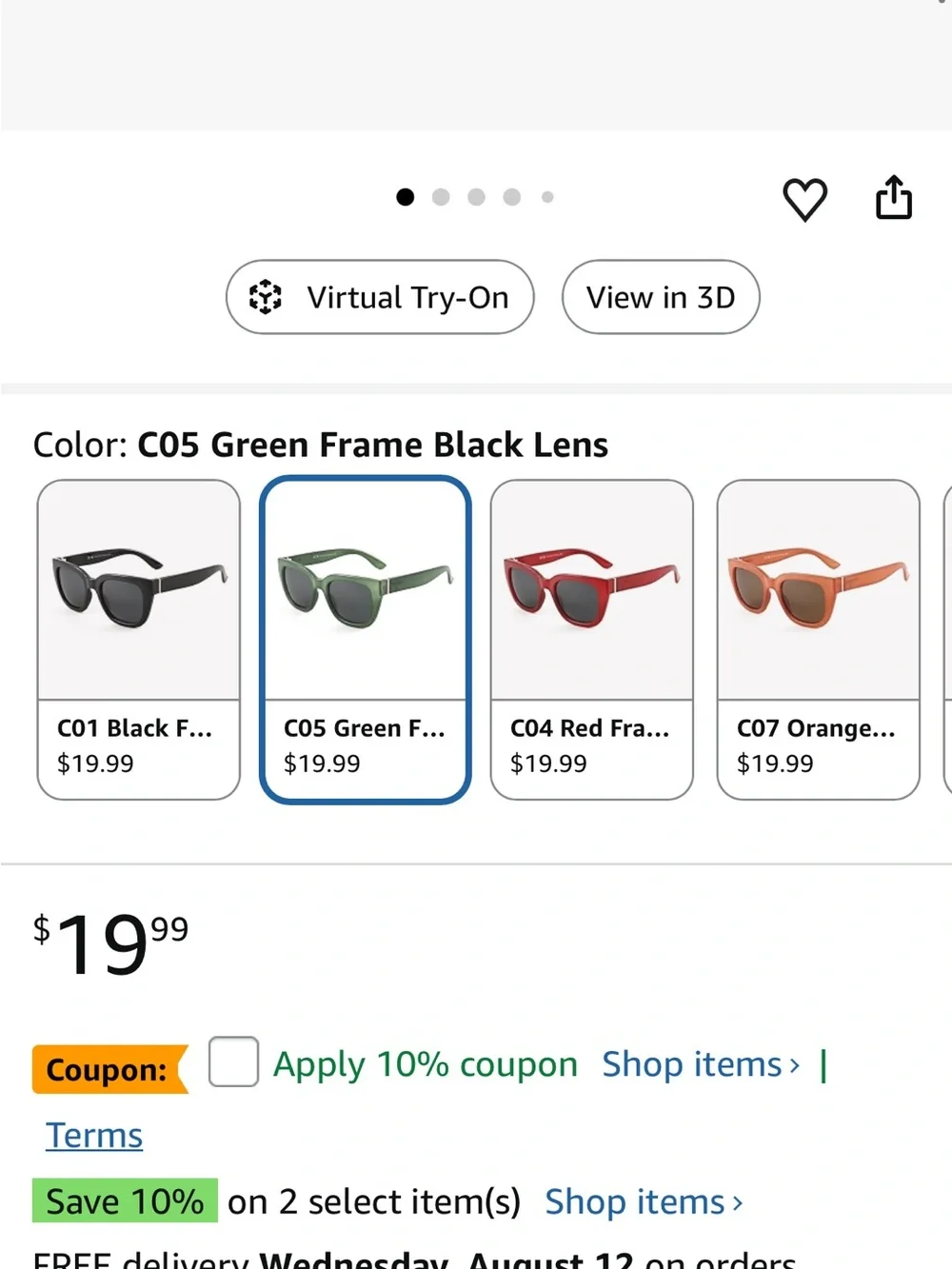 ZENOTTIC Womens Square Polarized Sunglasses Green Retro UV400 Vintage NIB⁠